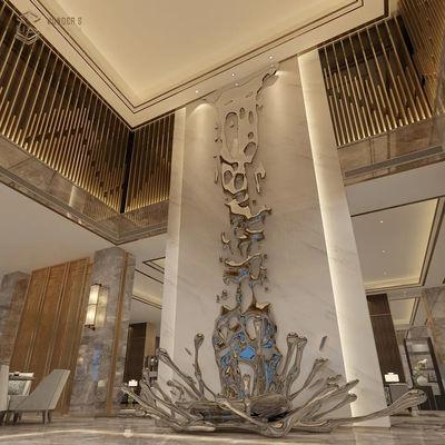 Mirror Finish Waterfall Wall Sculpture Hotel Decoration Abstrct