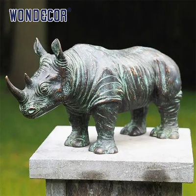 Metal Casting Bronze Rhinoceros Sculpture  Large Outdoor Garden Decoration