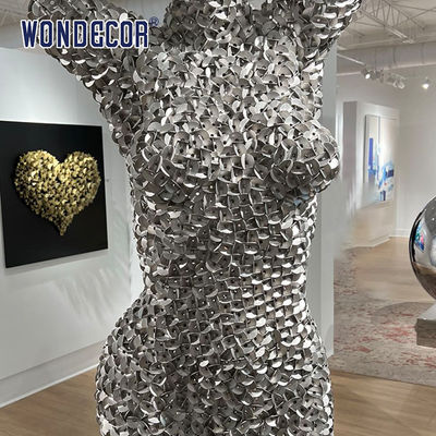 Indoor collection of metal art decoration abstract bare female bust stainless steel sculpture