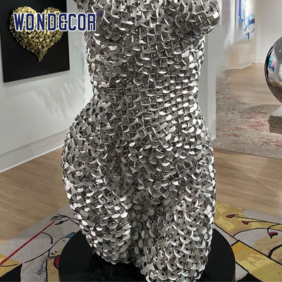 Indoor collection of metal art decoration abstract bare female bust stainless steel sculpture