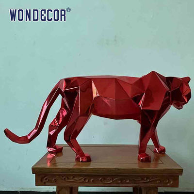 Large Outdoor Metal Forging Geometric Animal Cheetah Stainless Steel Sculpture