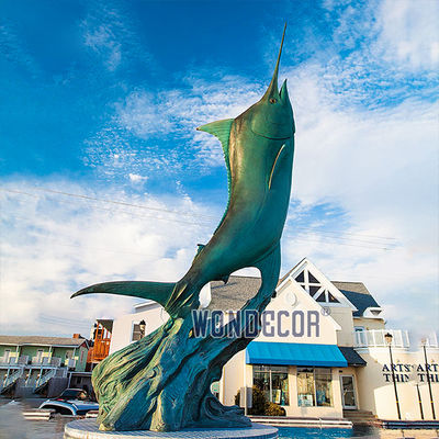 Outdoor Metal Fish Decoration Hotel Deco Life Size Bronze Blue Marlin Fish Statue for Sale
