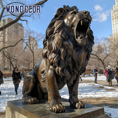 Large outdoor square park lion bronze sculpture