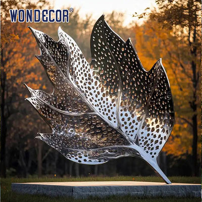 Custom Metal Abstract Hollowed-Out Maple Leaf Stainless Steel Sculpture