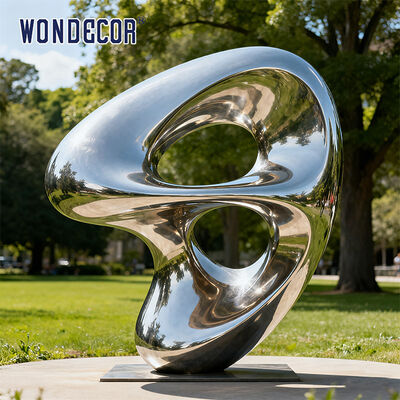 Large Outdoor Modern-Style Streamlined Stainless Steel Sculpture for Garden Lawn