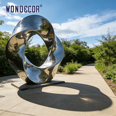 Custom Large Minimalist "Eternal Cycle" Stainless Steel Sculpture for Outdoor Public Parks
