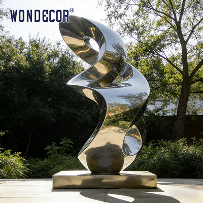 Large outdoor courtyard modern metal art "Lucky 8" stainless steel sculpture