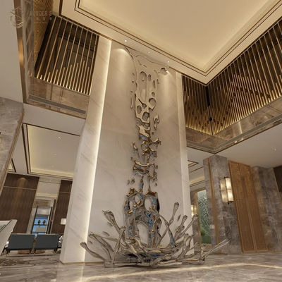 Mirror Finish Waterfall Wall Sculpture Hotel Decoration Abstrct