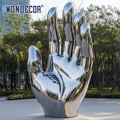 Large-Scale Metal Abstract Art Palm Stainless Steel Sculpture for Gardens